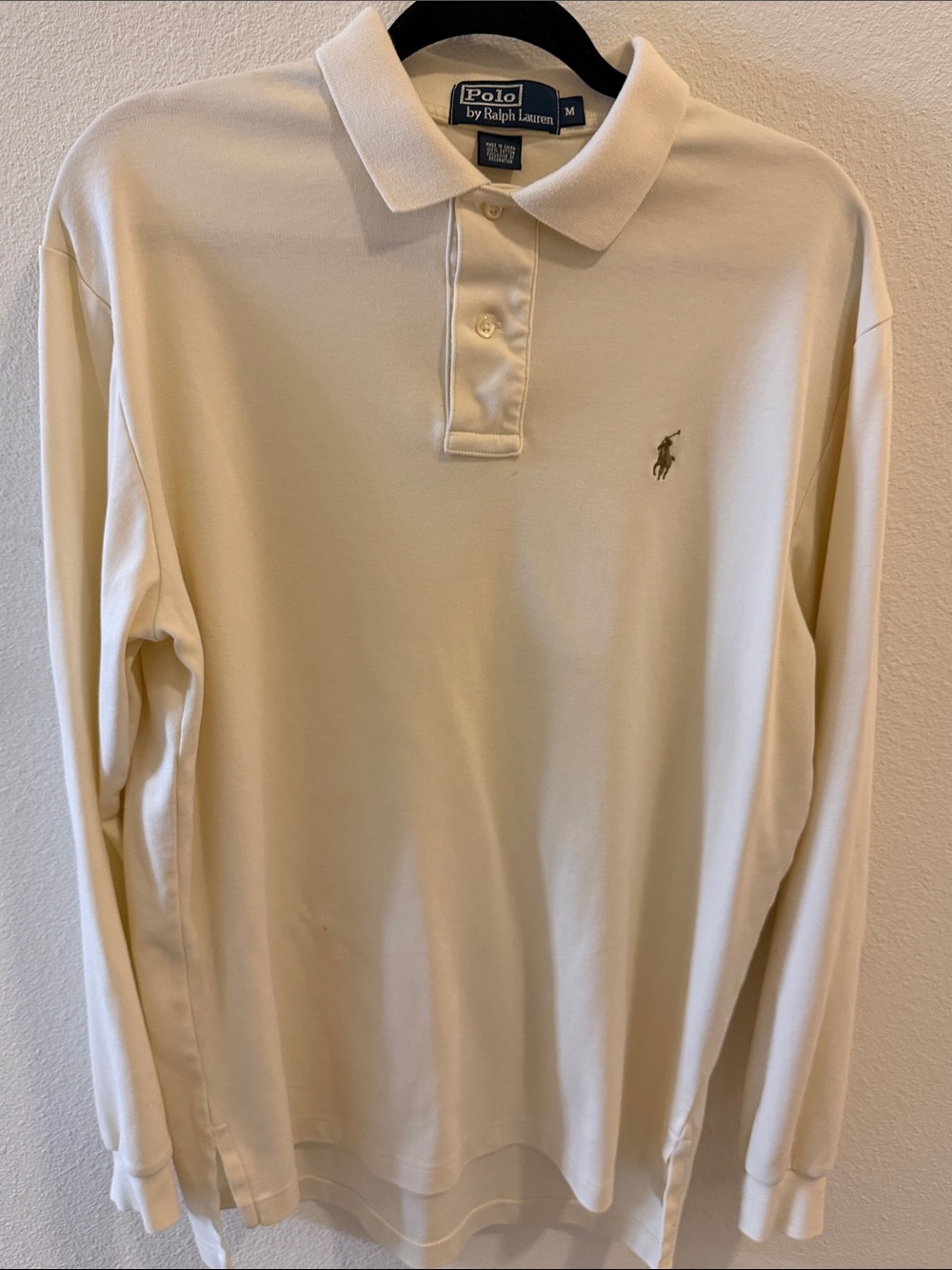 Polo Ralph Lauren Men's M Cream Ivory Polo Shirt 100% Cotton Classic Pony